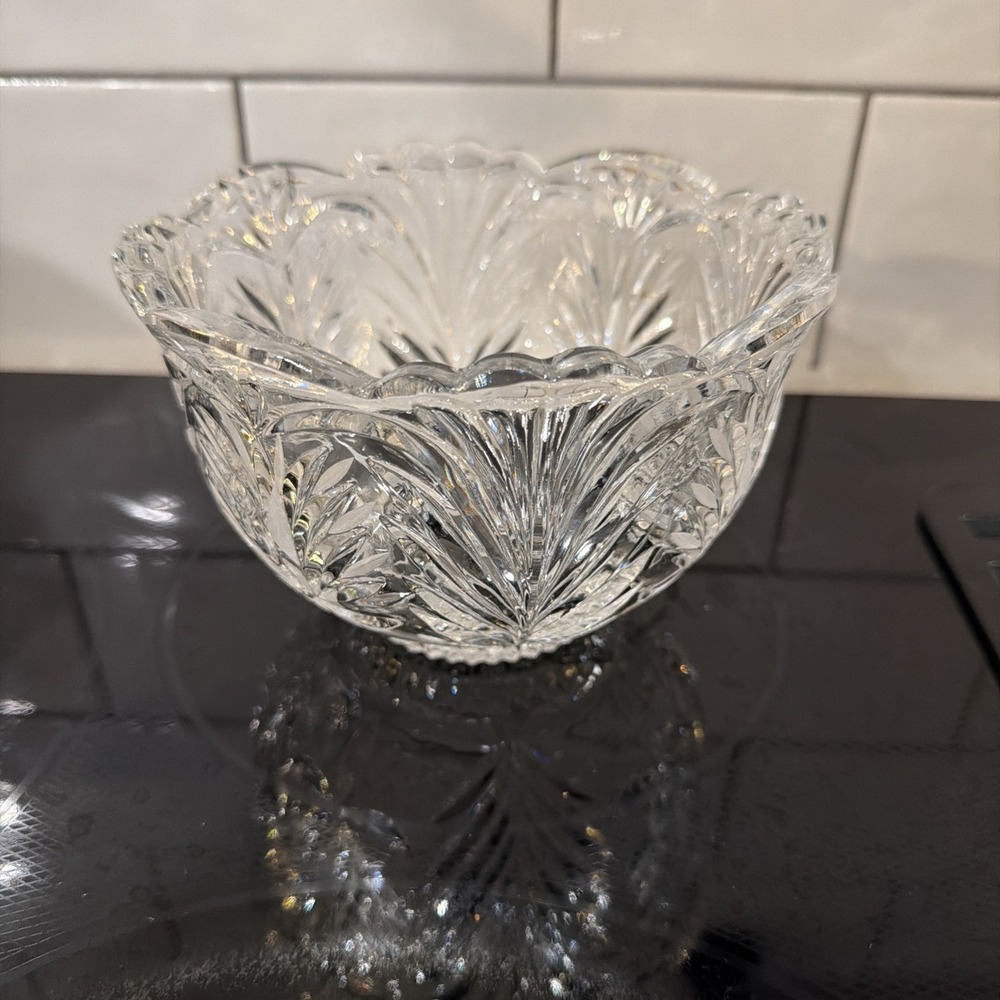 Vintage Beautiful Heavy Crystal Bowl, Clear Cut Crystal Glass Fifth Avenue